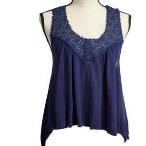Rue 21 Navy Racer Back Lace Top Medium